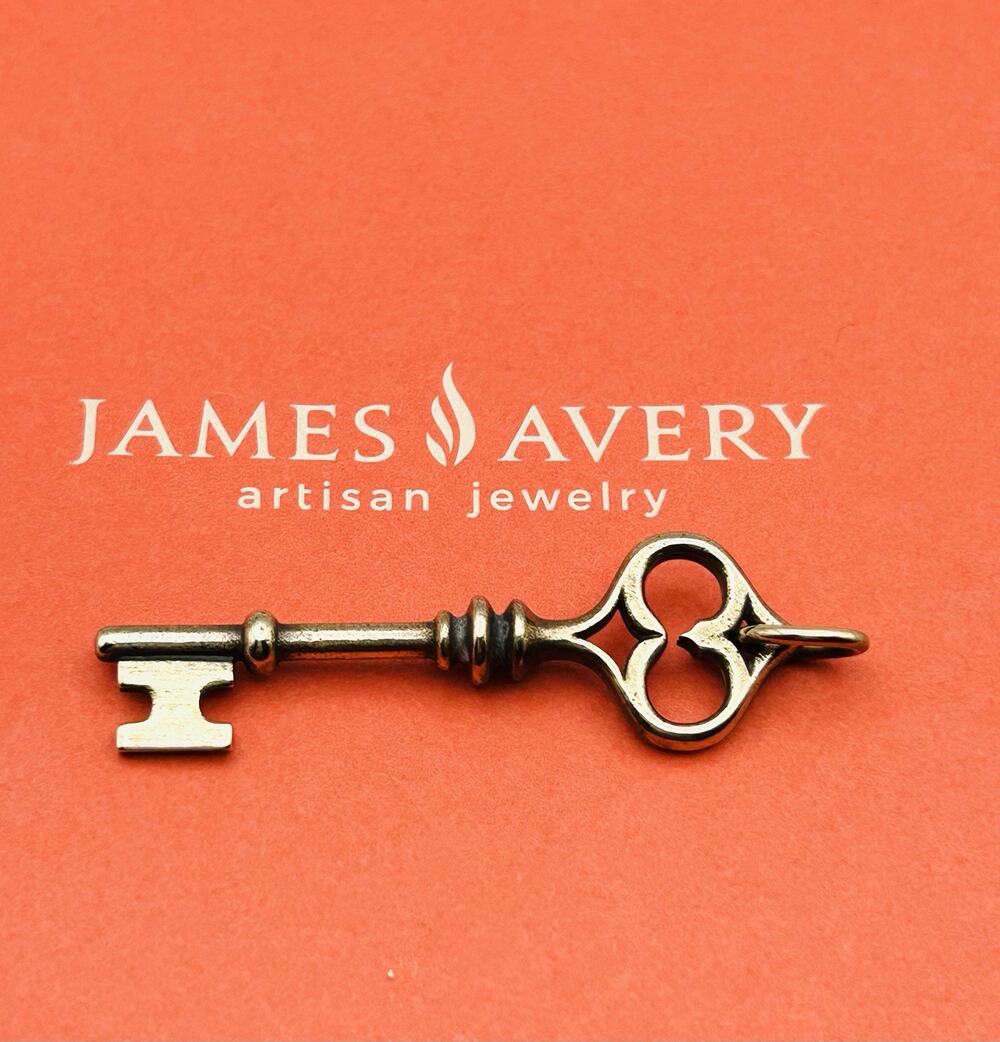 RARE James Avery Retired Bronze Renaissance Skeleton Key Charm Pendant HTF-2.2"